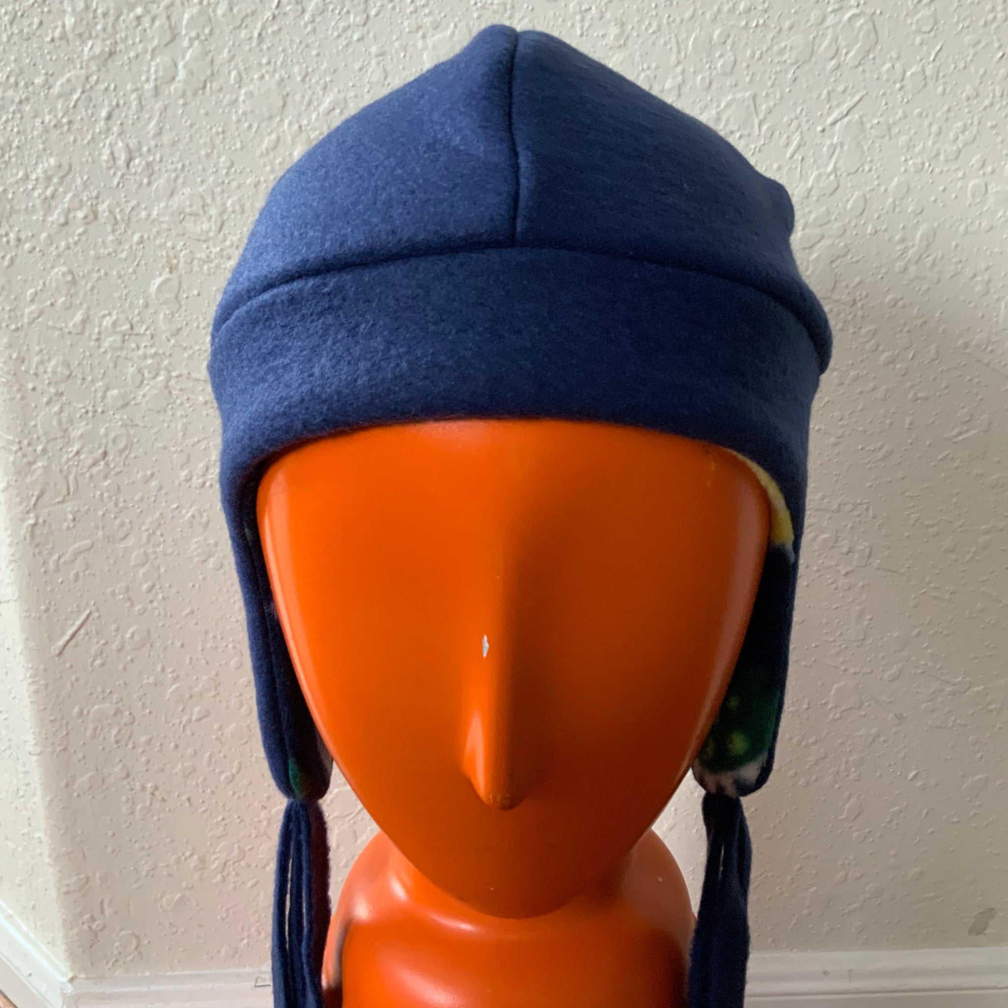 Kids Reversible Dino Fleece Beanie Hat with Earflaps and Ties