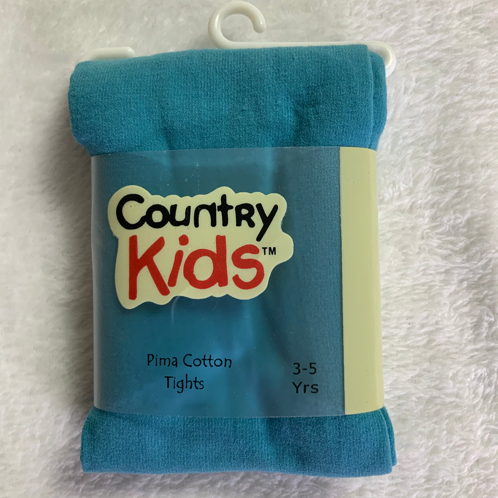 Country Kids Soft Turquoise Pima Cotton Tights for Little Legs