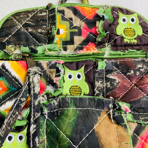 Embroidered Owl Quilted Bag Green Backpack Bag