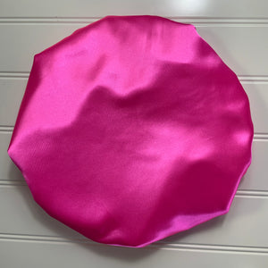 Kids Satin Lined Cuddle Bonnet Foxes on Electric Pink
