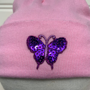 Purple Butterfly Newborn Beanie