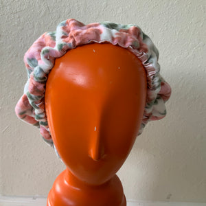 Kids Coral Floral Satin Hair Bonnet