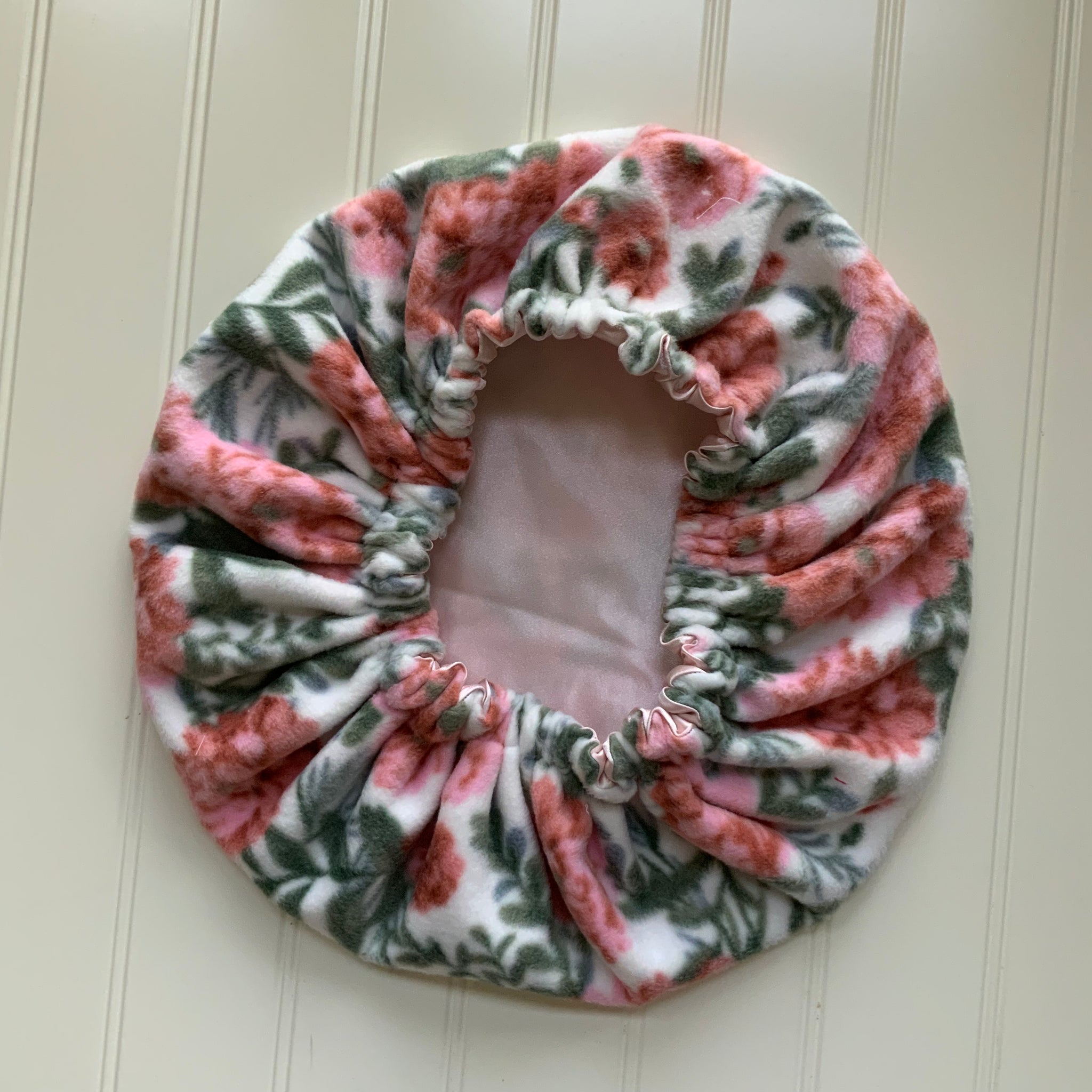 Coral Floral Satin Hair Bonnet Adult M / L