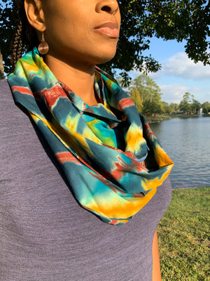 Hidden Zipper Pocket Batik Infinity Scarf