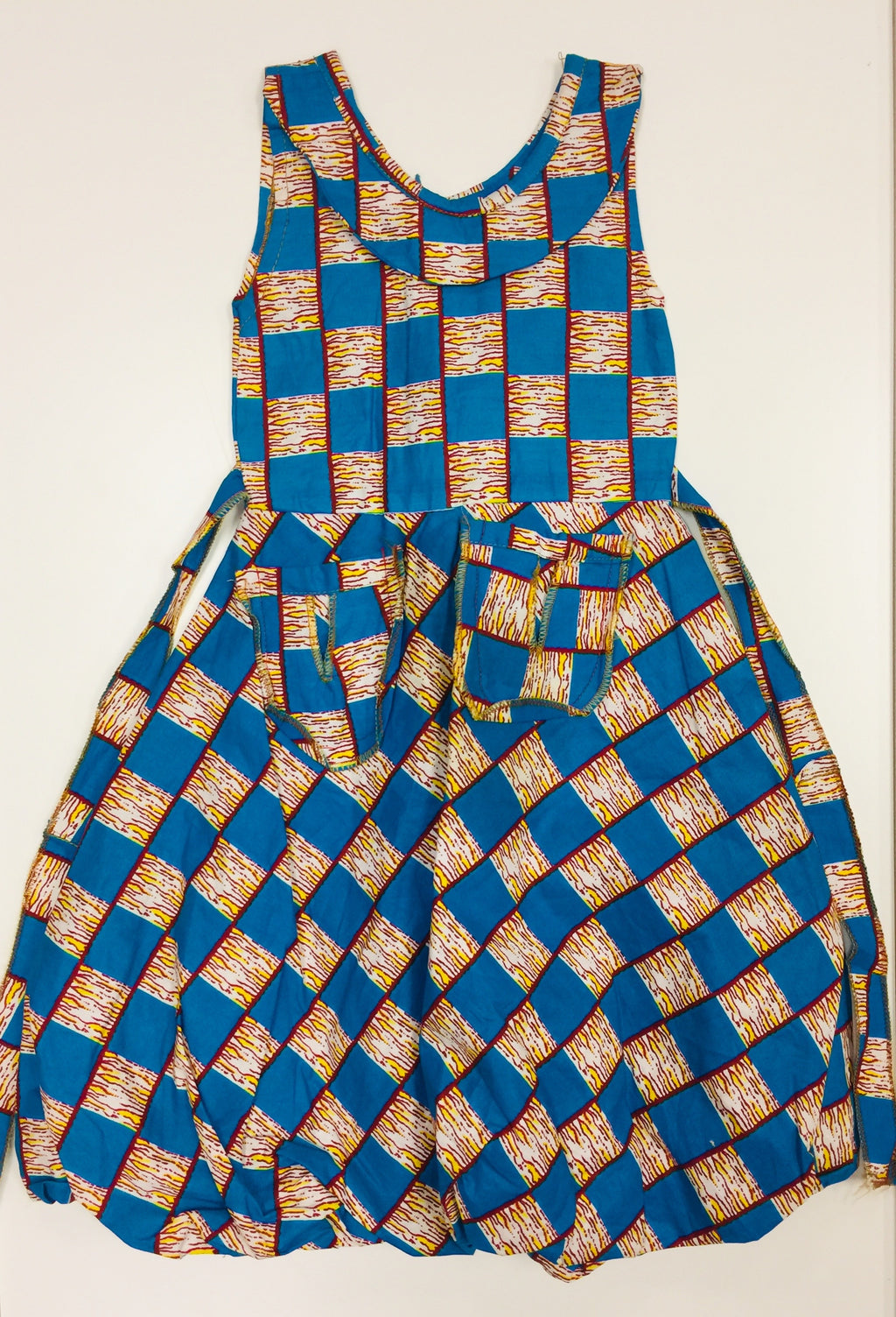 Ankara Blue Diamond Bubble Dress