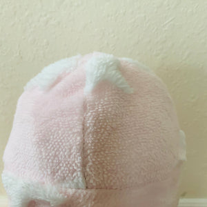 Kids Pink Star Debossed Fleece Reversible Beanie Hat with Earflaps