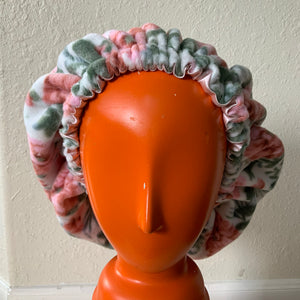 Coral Floral Satin Hair Bonnet Adult M / L