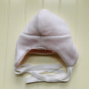 Kids Pink Star Debossed Fleece Reversible Beanie Hat with Earflaps