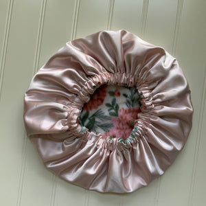 Coral Floral Satin Hair Bonnet Adult M / L