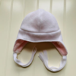 Kids Pink Star Debossed Reversible Beanie Hat with Earflaps