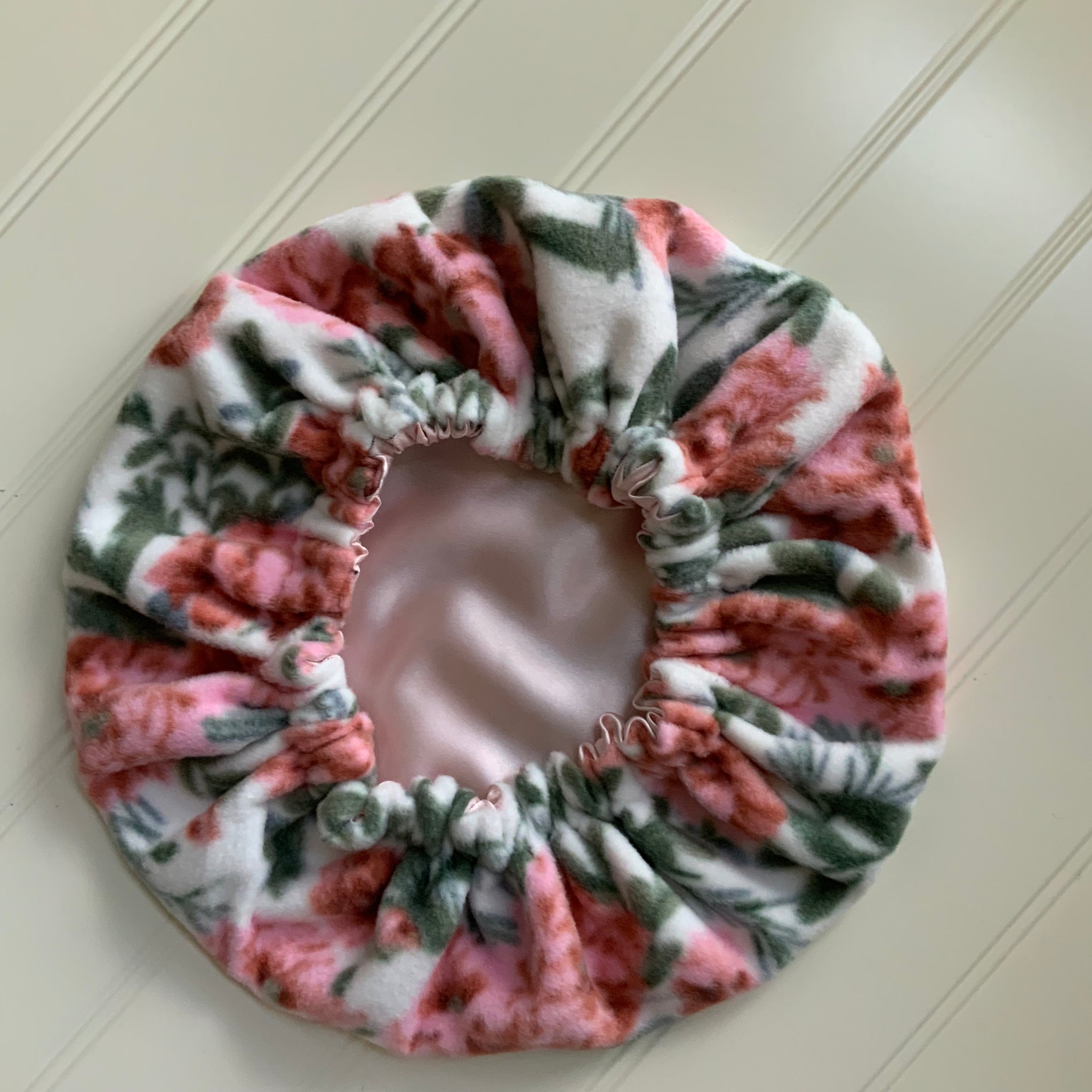 Kids Coral Floral Satin Hair Bonnet