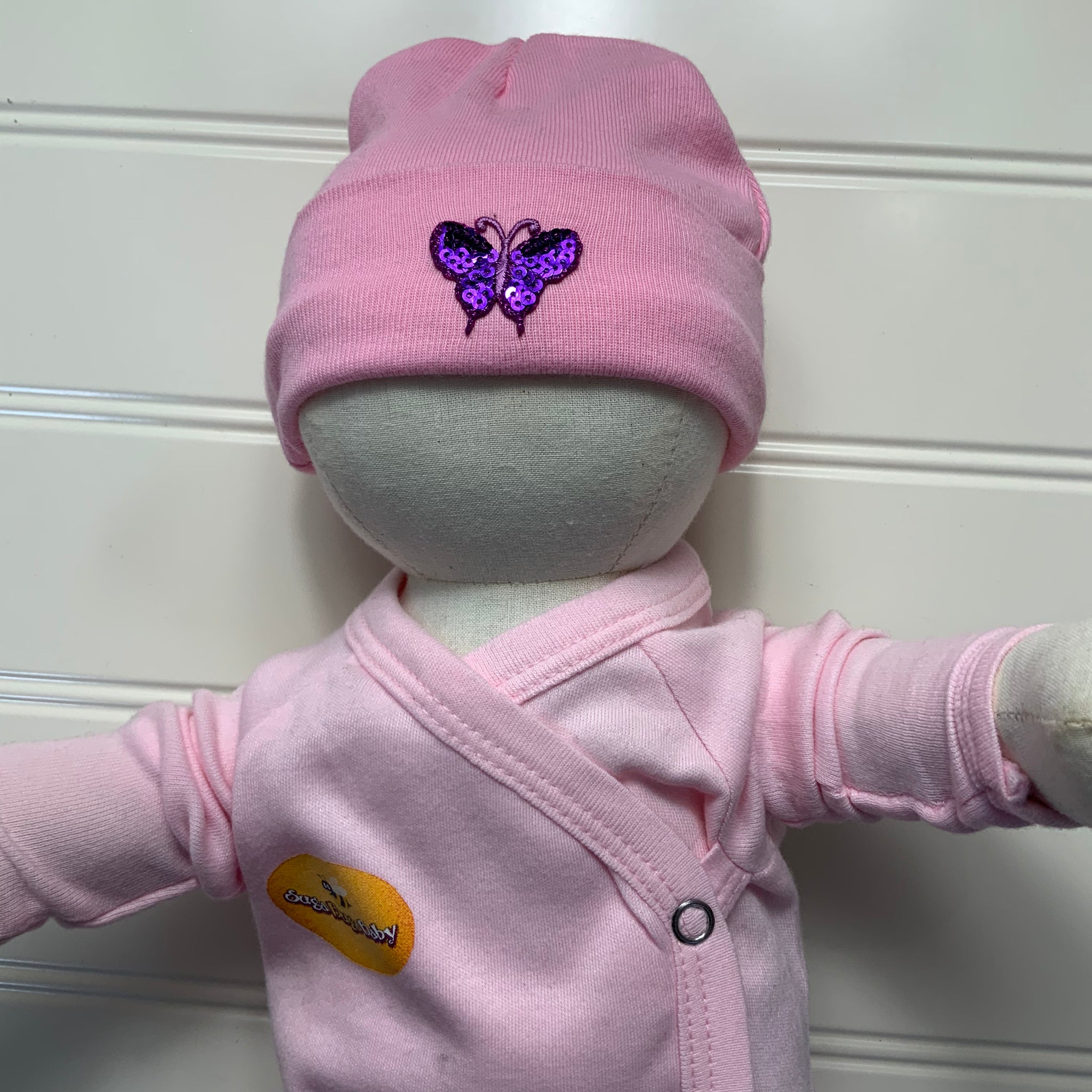 Purple Butterfly Newborn Beanie